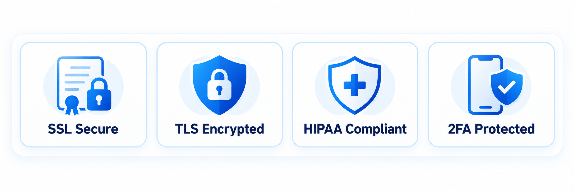 Secure technology: SSL Secure, TLS Encrypted, HIPAA Compliant, 2FA Protected